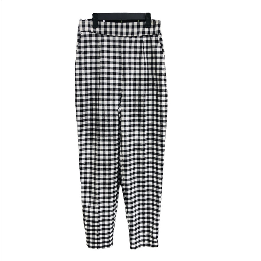 NWT ZARA GINGHAM TROUSER PANTS